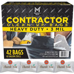 Member's Mark contractor clean-up bags retail box showing heavy duty 3 mil label and 42 bags callout