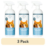 Three Messy Pet Cat Stain + Odor Remover spray bottles with blue labels and cat image, shown as a 3-pack