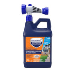 Blue Microban Outdoor Surface Care hose-end bottle with orange label showing product name and house graphic