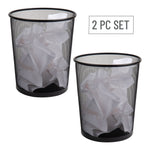 Two black metal mesh wastebaskets shown together with a '2 PC SET' label on white background