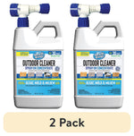 Two Miracle Brands Outdoor Cleaner spray-on concentrate jugs with blue hose-end attachment on white background