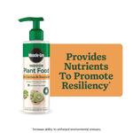 Bottle of Miracle-Gro Indoor Plant Food for Cactus & Succulent with orange callout reading 'Provides Nutrients To Promote Resiliency'.