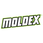 Bold Moldex logo in white outlined with black and green on a white background