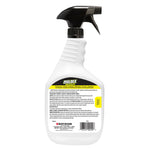 Rear view of a white Moldex Mold Killer spray bottle showing product instructions and barcode on the label.