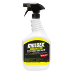White spray bottle of Moldex Mold Killer with black trigger and labeled black-and-yellow front panel on white background.
