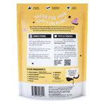 Rear view of Molly's Suds yellow pouch showing directions, tips, clean ingredients and barcode