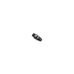 Small black anodized Moroso AN-style fitting adapter photographed on white background