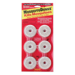 Retail blister pack of six round Mosquito Dunks larvicide disks on red Summit-branded backing card.