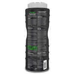 Rear view of Moss Out! canister showing precautionary statements, directions and a barcode on the back label