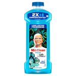Front view of a Mr. Clean 2X concentrated blue multi-surface cleaner bottle on a white background
