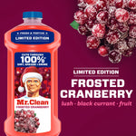 Promotional image of Mr. Clean Frosted Cranberry bottle beside sugared cranberries and descriptive text