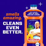 Mr. Clean Hawaiian Aloha bottle on a purple background with text reading “smells amazing. cleans even better.”