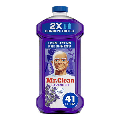 Single purple Mr. Clean Lavender 2X concentrated multi-surface cleaner bottle with 41 fl oz badge