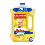 Front-facing Mr. Clean 2X concentrated lemon cleaner bottle with label details and 99 fl oz badge