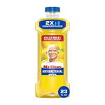 Front view of a single Mr. Clean antibacterial lemon cleaner bottle showing label, cap and 23 fl oz marker