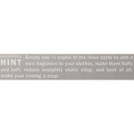 Close-up grey panel with household hint text about using fabric softener during rinse cycle