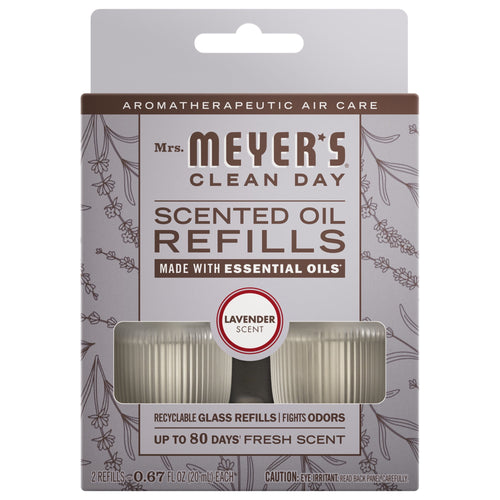 Mrs. Meyer’s Clean Day lavender scented oil refill twin-pack in branded packaging with visible refill bottles