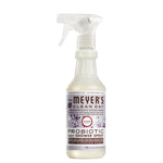 Front-facing Mrs. Meyer’s Clean Day probiotic daily shower spray bottle with lavender label and trigger sprayer
