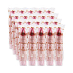 Multiple clear packages of stacked SOLO paper hot cups arranged in staggered rows showing printed sleeves