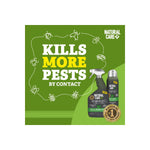 Green promotional graphic reading “KILLS MORE PESTS BY CONTACT” with images of Natural Care Advanced Flea & Tick products