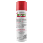 Back view of a Nature's Miracle aerosol can showing usage instructions, warnings and a barcode