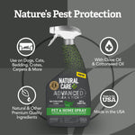 Graphic titled “Nature’s Pest Protection” featuring Natural Care Advanced Flea & Tick spray and ingredient icons