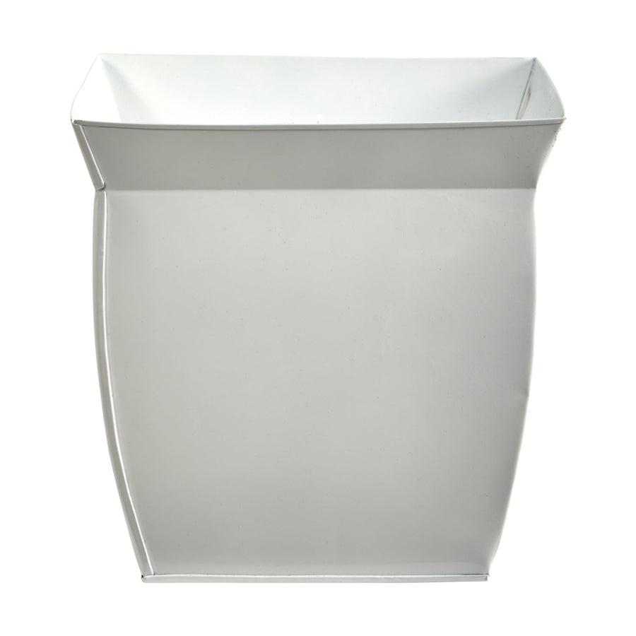 Nearly Natural white fluted metal square planter photographed front-on on a white background