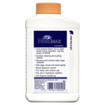 Rear view of white Neem MAX concentrate bottle showing usage bullet points, barcode and product information panel