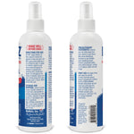 Rear and side views of a white No Natz spray bottle showing directions and precaution text