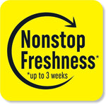 Yellow square badge reading 'Nonstop Freshness *up to 3 weeks' with a circular arrow graphic