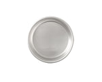 Top-down view of a single silver Nordic Ware round aluminum cake pan showing the flat base and brand stamp