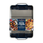 Packaged Nordic Ware oven roasting and crisping pan set with rack visible through retail banded sleeve
