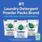 Badge-style promotional graphic claiming ‘#1 Laundry Detergent Powder Packs Brand’ with three Seventh Generation pack images