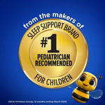 Gold circular seal graphic reading ‘#1 Pediatrician Recommended’ with Zarbee’s bee mascot on a blue background