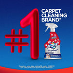 Large red #1 graphic beside a Resolve Pet Expert spray bottle with text declaring the carpet cleaning brand on blue background