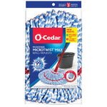 Packaged O-Cedar MicroTwist MAX microfiber mop refill with branding, mop head image and product callouts on front