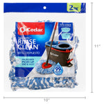 Front packaging of O-Cedar RinseClean refill showing product label, bucket graphic and size callout