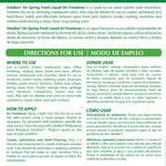 Bilingual directions and product description panel for OdoBan Air Spring Fresh Liquid Air Freshener with usage instructions