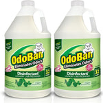 Two one-gallon OdoBan disinfectant concentrate jugs with green eucalyptus labels side by side