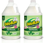 Two OdoBan gallon jugs with green eucalyptus disinfectant labels shown side-by-side on white background.