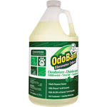 One-gallon translucent jug of OdoBan concentrate with a green label reading 'OdoBan Eliminates Odors' and usage icons