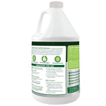 Rear label view of a white OdoBan Outdoor & Yard gallon jug showing directions and safety text