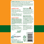Close-up of the back label of an OdoBan Real Citrus air freshener can showing usage instructions, ingredients and barcode.