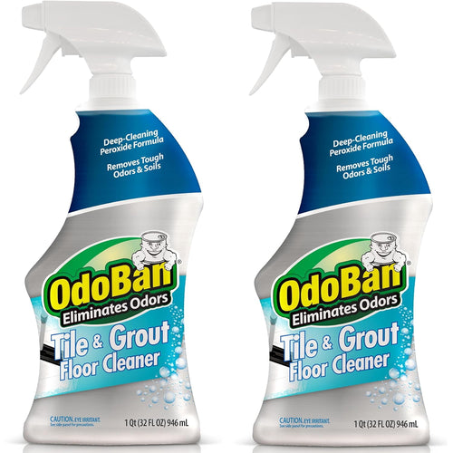 Two OdoBan Tile & Grout Floor Cleaner spray bottles shown side-by-side on white background