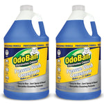 Two blue OdoBan Pressure Wash Concentrate jugs with yellow labels shown side-by-side on a white background.
