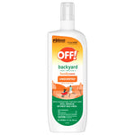 White pump bottle of OFF! Backyard FamilyCare unscented insect repellent with aloe vera on a white background