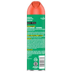 Rear view of an OFF! Clean Feel aerosol can showing warning text, barcode, and product information