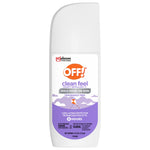 OFF! Clean Feel insect repellent bottle with white and lavender label, fragrance free, 4 fl oz.