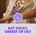 Person spraying OFF! Clean Feel aerosol on their arm with a circular 'not sticky' icon and product claim text