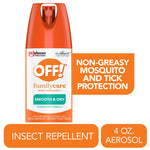 Single OFF! FamilyCare Smooth & Dry aerosol can with orange callout reading non-greasy protection